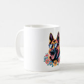 Neon German Shepherd mit Sonnenbrille Kaffeetasse (Vorderseite Links)