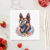 Neon German Shepherd mit Sonnenbrille Serviette (Beispiel)