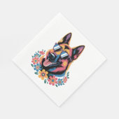 Neon German Shepherd mit Sonnenbrille Serviette (Ecke)