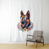 Neon German Shepherd mit Sonnenbrille Wandteppich (Beispiel)