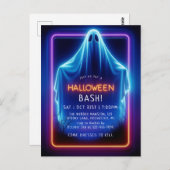 Neon ghost halloween postkarte (Vorne/Hinten)