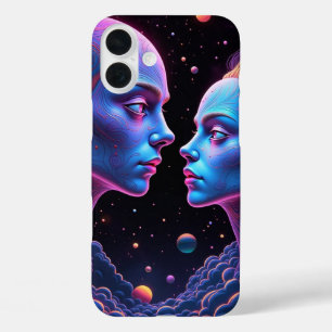 Neon-ghost-Raum - blau und lila zwischen beängstig iPhone 16 Plus Hülle