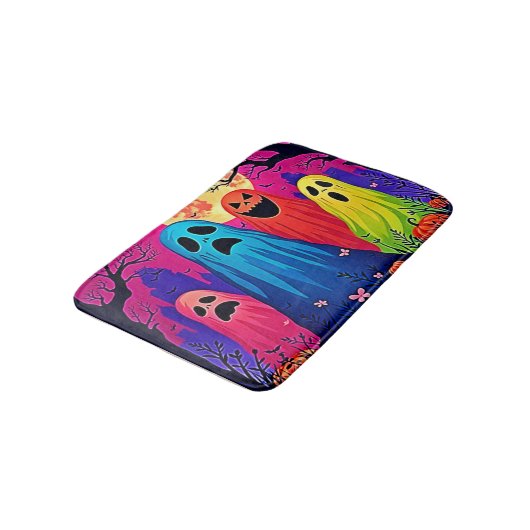 Neon Ghosts' Halloween-Party Design Badematte (Schrägansicht)