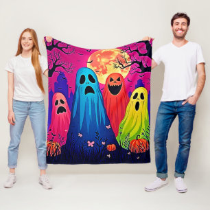 Neon Ghosts' Halloween-Party Design Fleecedecke