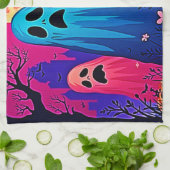 Neon Ghosts' Halloween-Party Design Geschirrtuch (Gefaltet)