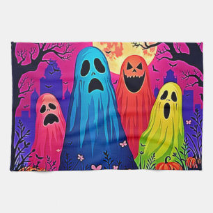 Neon Ghosts' Halloween-Party Design Geschirrtuch