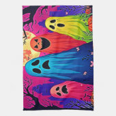 Neon Ghosts' Halloween-Party Design Geschirrtuch (Vertikal)