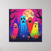 Neon Ghosts' Halloween-Party Design Leinwanddruck (Vorderseite)