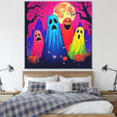 Neon Ghosts' Halloween-Party Design Leinwanddruck (Insitu (Schlafzimmer))