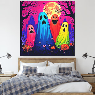 Neon Ghosts' Halloween-Party Design Leinwanddruck