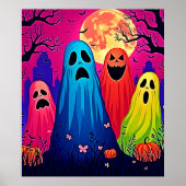 Neon Ghosts' Halloween-Party Design Poster (Vorne)