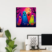 Neon Ghosts' Halloween-Party Design Poster (Heimbüro)