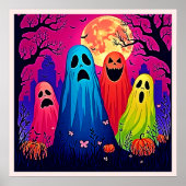 Neon Ghosts' Halloween-Party Design Poster (Vorne)