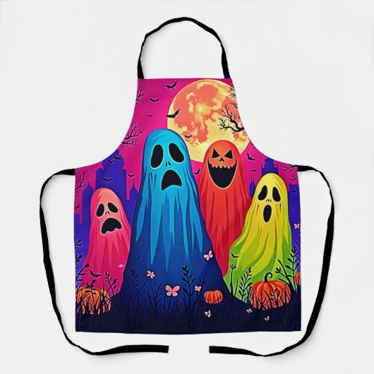 Neon Ghosts' Halloween-Party Design Schürze (Vorderseite)
