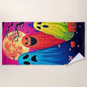 Neon Ghosts' Halloween-Party Design Strandtuch (Vorderseite)