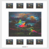 Neon Ghosts in einer Spuk Fantasielandschaft Aufkleber (Blatt)