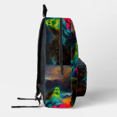 Neon Ghosts in einer Spuk Fantasielandschaft Bedruckter Rucksack (Links)