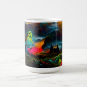 Neon Ghosts in einer Spuk Fantasielandschaft Kaffeetasse (Mittel)