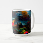 Neon Ghosts in einer Spuk Fantasielandschaft Kaffeetasse (VorderseiteRechts)