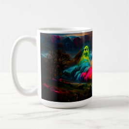 Neon Ghosts in einer Spuk Fantasielandschaft Kaffeetasse