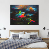 Neon Ghosts in einer Spuk Fantasielandschaft Leinwanddruck (Insitu (Schlafzimmer))