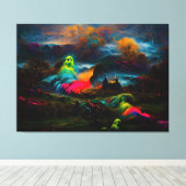 Neon Ghosts in einer Spuk Fantasielandschaft Leinwanddruck (Insitu (Holzboden))