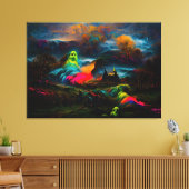 Neon Ghosts in einer Spuk Fantasielandschaft Leinwanddruck (Insitu (Wohnzimmer))