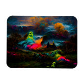 Neon Ghosts in einer Spuk Fantasielandschaft Magnet (Horizontal)