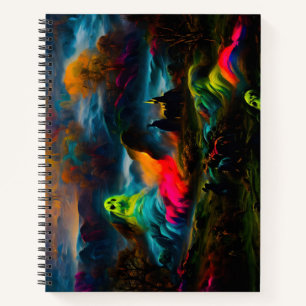 Neon Ghosts in einer Spuk Fantasielandschaft Notizblock