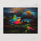 Neon Ghosts in einer Spuk Fantasielandschaft Postkarte (Vorderseite)