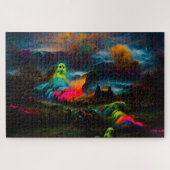 Neon Ghosts in einer Spuk Fantasielandschaft Puzzle (Horizontal)