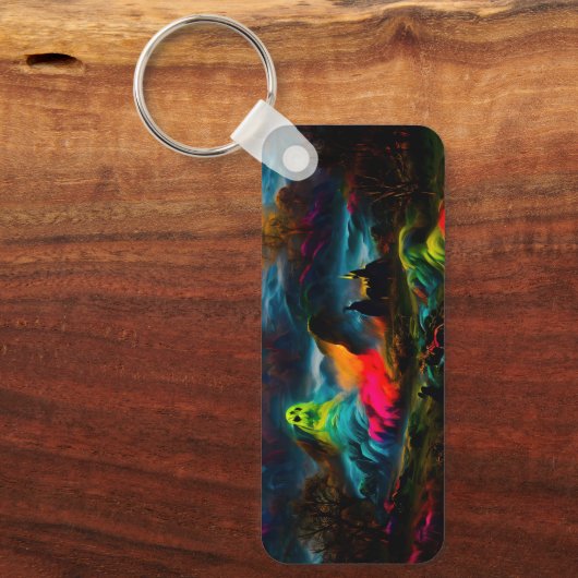 Neon Ghosts in einer Spuk Fantasielandschaft Schlüsselanhänger (Vorderseite)