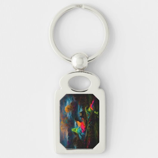 Neon Ghosts in einer Spuk Fantasielandschaft Schlüsselanhänger (Vorderseite)