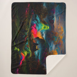 Neon Ghosts in einer Spuk Fantasielandschaft Sherpadecke