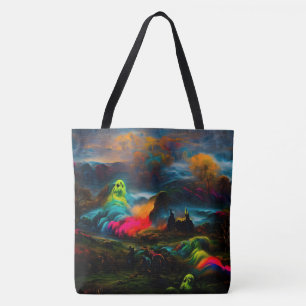 Neon Ghosts in einer Spuk Fantasielandschaft Tasche