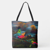 Neon Ghosts in einer Spuk Fantasielandschaft Tasche (Rückseite)