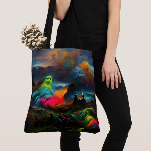 Neon Ghosts in einer Spuk Fantasielandschaft Tasche (Von Nahem)