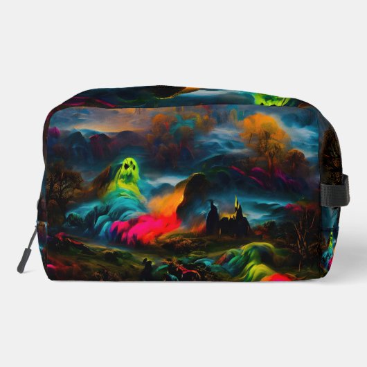 Neon Ghosts in einer Spuk Fantasielandschaft Waschbeutel (Rückseite)