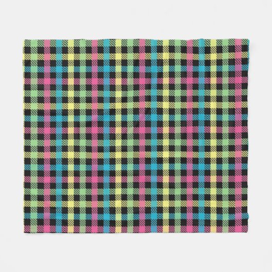 Neon Gingham Fleecedecke (Vorderseite (Horizontal))