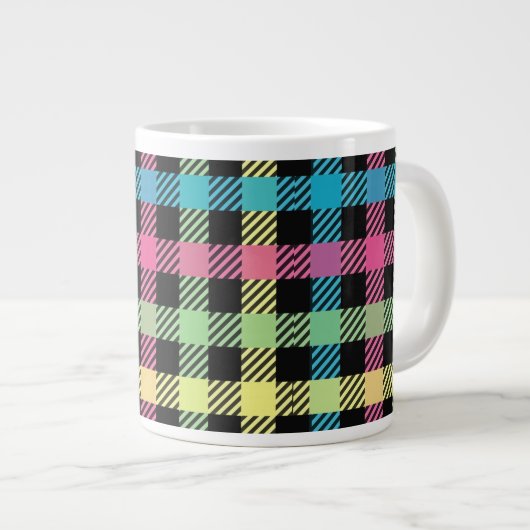Neon Gingham Jumbo-Tasse (Vorderseite Rechts)