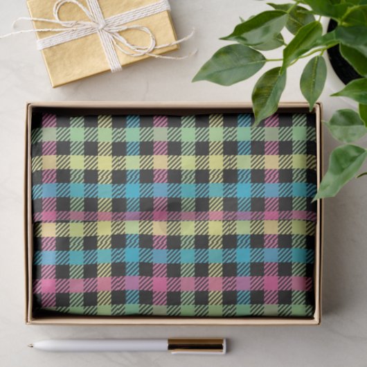Neon Gingham Seidenpapier (Geschenk)