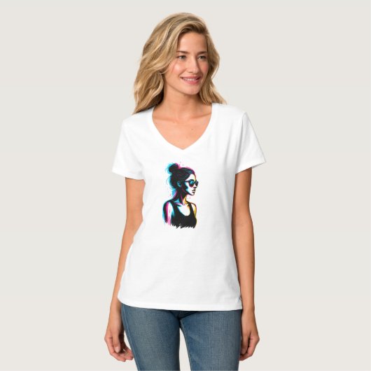 Neon Girl Profile Graphic Tee (Vorderseite Vollansicht)
