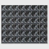 Neon Girl Softball Catcher auf schwarz Geschenkpapier (Flach)