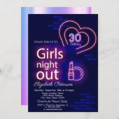 Neon Girls Night Out 30th Birthday Party   Einladung (Vorne/Hinten)