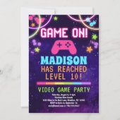 Neon Girls Video Game Geburtstagsparty Einladung (Vorderseite)