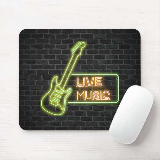 Neon-Gitarre-Schild auf Backstein Mousepad (Mit Mouse)