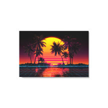 Neon-Gitter-Palmsonnenuntergang