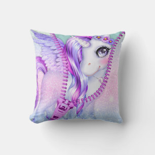 Neon Glam Lila Pastel Unicorn Flüchtige Blick-A-Bo Kissen