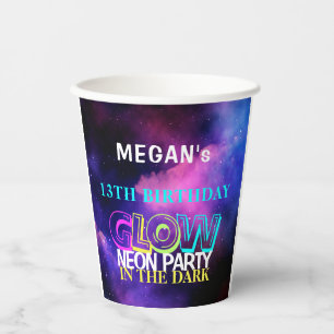 Neon-Glanz moderne Teenager-Geburtstagsfeier Pappbecher
