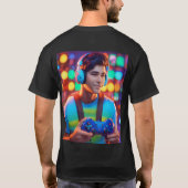 Neon Glare Gaming Controller Design T - Shirt (Rückseite)